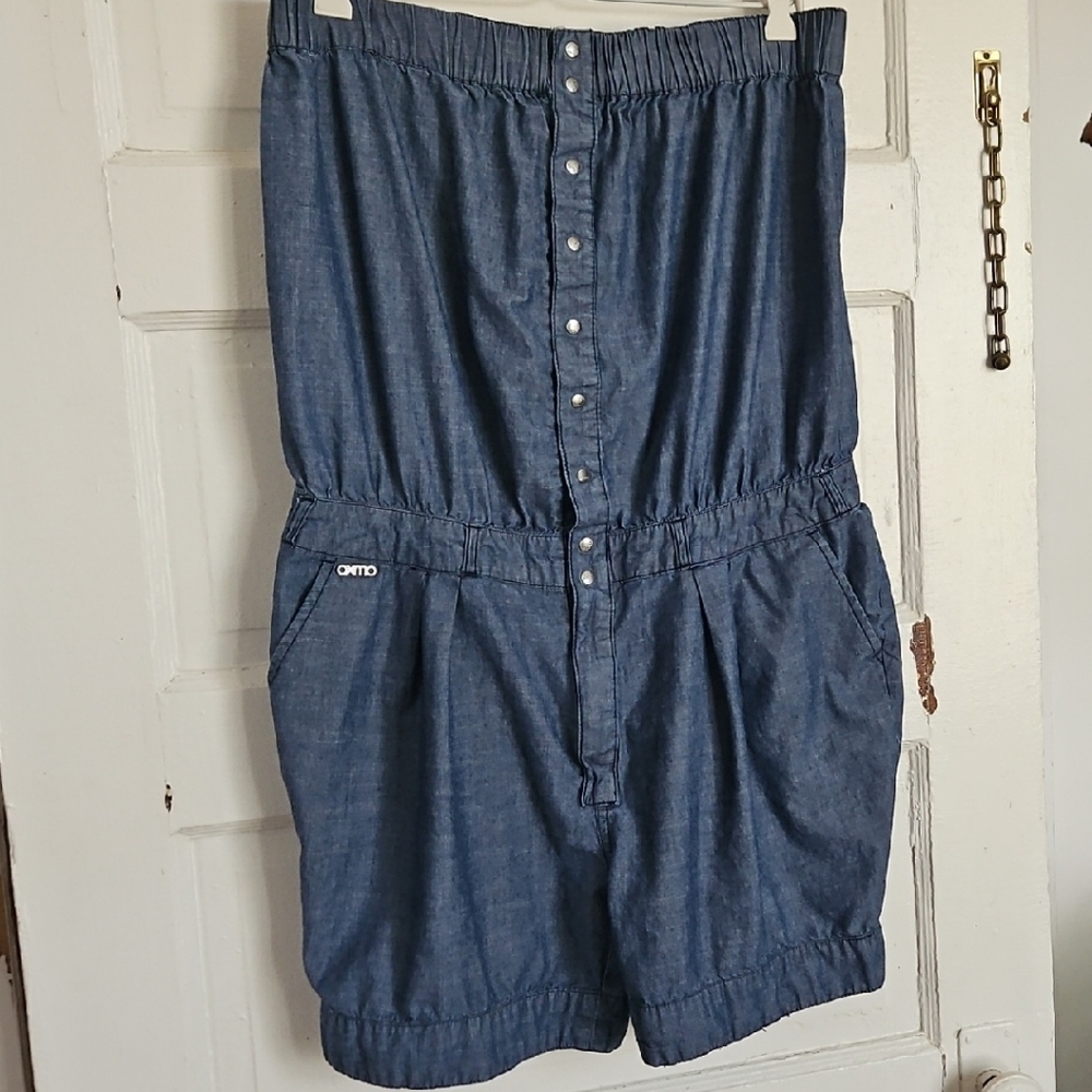 Oxmo Blue Button Up Romper